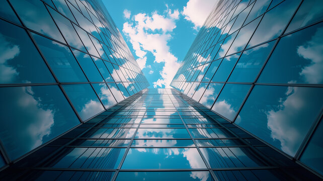 Edificios y cielo con nubes