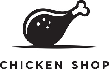 black and white Chicken Drumstick Food Icon Vector