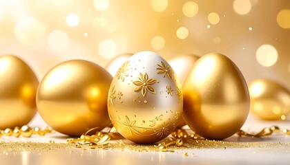 Festive golden Easter eggs