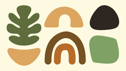 Abstract geometric organic shapes with minimal boho vector design elements