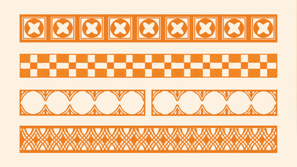 Decorative orange borders vector design elements patterns