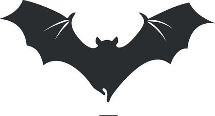 Fototapeta premium A simple black silhouette of a bat with spread wings, often associated with night and mystery.