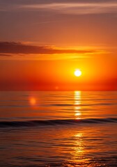 Obraz premium Vibrant Ocean Sunset with Golden Light and Reflecting Waves | Tranquil Seascape for Relaxation and Coastal Travel Imagery