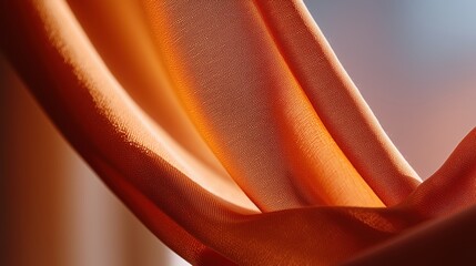 Close-up of flowing orange fabric with delicate texture