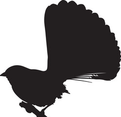 Black silhouette of a bird with spread wings white