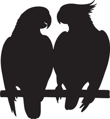 Two parrots perched on a branch birds silhouette