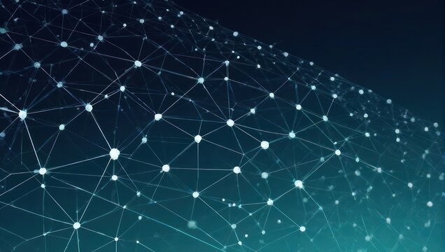Abstract digital illustration showing a complex interconnected network on a gradient blue background