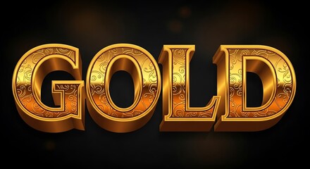 Golden 3D Text Effect on Dark Background.