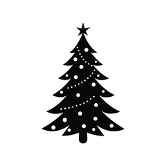 Elegant silhouette of a decorated christmas tree with ornaments