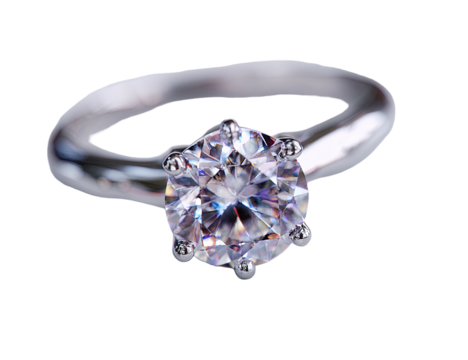 Solitaire ring. Six-prong setting holds a brilliant cut, dazzling gemstone