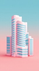Obraz premium Modern Architectural Marvel - Pastel Cityscape with Towering Buildings.