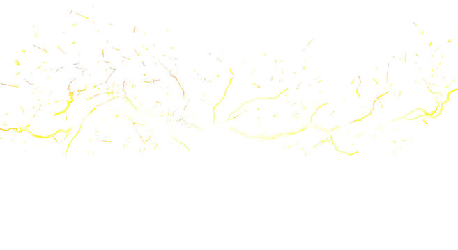 Abstract lightning strike with golden trails against black - Powered by Adobe