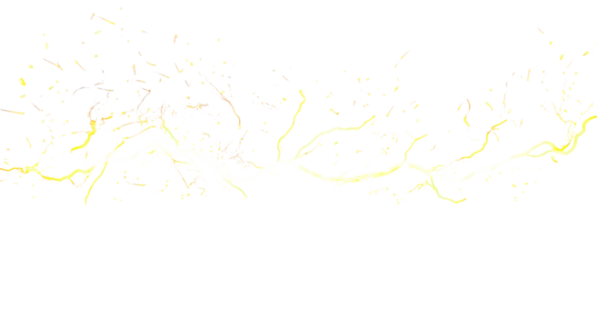 Abstract lightning strike with golden trails against black