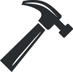 Black and white icon of a hammer used for construction and carpentry projects.