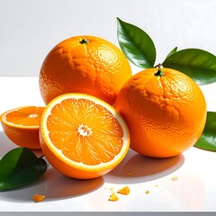 Fresh oranges on white surface