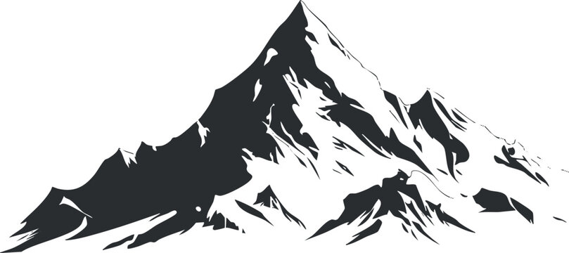 Black and white silhouette of a mountain peak, showcasing a minimalist and abstract design.
