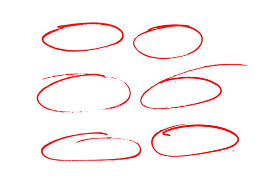 Red Hand Drawn Circles Set