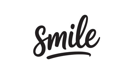 Smile handwritten word elegant calligraphy lettering with flourish vector typography design for positive message and greeting card