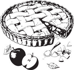 Apple pie with lattice crust and fresh apples baked goods
