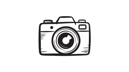 Hand-drawn camera illustration simple black and white vector design perfect for photography blogs and websites