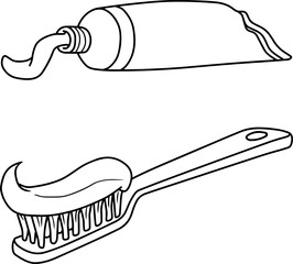  Toothbrush and toothpaste vector illustration isolated on white background