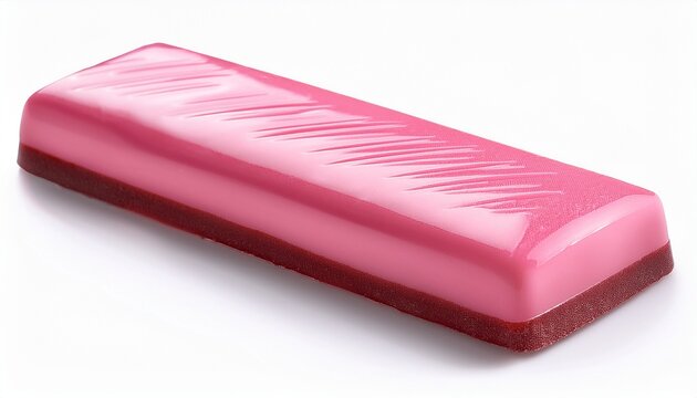 Protein Bar With Strawberry Yogurt Coating Pink Glossy Finish Isolated On White Background - Powered by Adobe