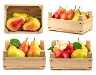 Fresh pears in wooden crates (2)