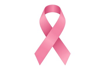 Pink Ribbon Symbol on White Background Represents Breast Cancer Awareness Month and Support for Research