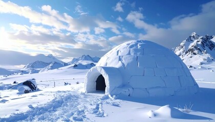 Winter Expedition Shelter Made of Ice and Snow