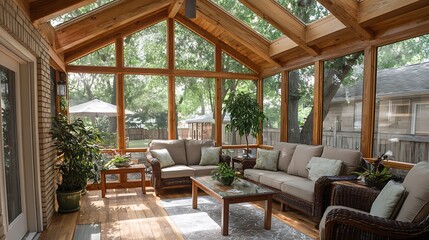 modern sunroom with beautiful architectural structure and amazing interior designs