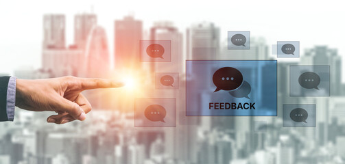 Customer or business team feedback system highlighting comments, opinions, evaluations, reviews,...
