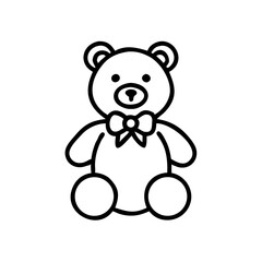 Fototapeta premium Outline of a teddy bear toy with a bow tie in minimalist style 