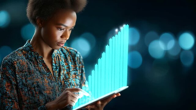 Young African Female Supply Chain Optimization Manager Using ERP Integration Platform on Interactive Touchscreen to Coordinate Global Logistics in Aerospace Manufacturing Hub. Oper