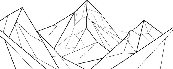 Obraz premium Geometric Mountain Peaks Line Art Illustration