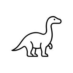 Fototapeta premium Cartoon dinosaur icon in simple line style on white background 