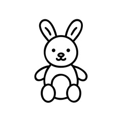 Fototapeta premium Cute cartoon rabbit toy sitting with a simple outline design 