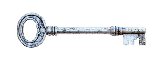 Antique silver skeleton key with detailed features