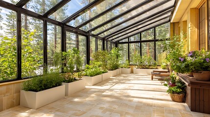 modern sunroom with beautiful architectural structure and amazing interior designs