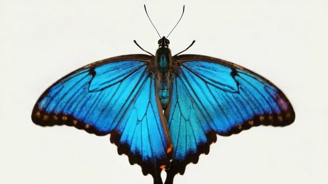 morpho menelaus blue butterfly isolated on white background video