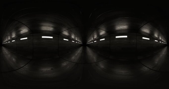 Abstract Tunnel with Reflective Surfaces and Lights looping animation 360 vr