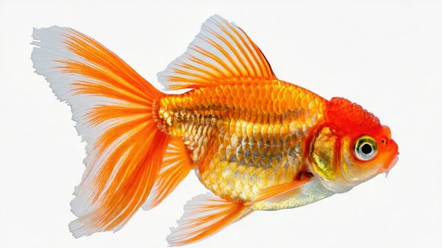 Oranda goldfish isolated isolated on white background video