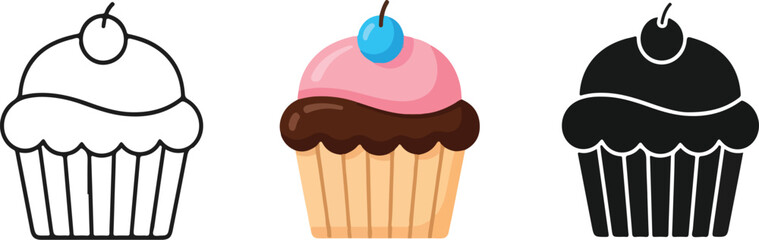 Sweet cupcake illustration with colorful frosting and sprinkles