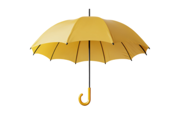 A yellow umbrella isolated against a plain transparent background