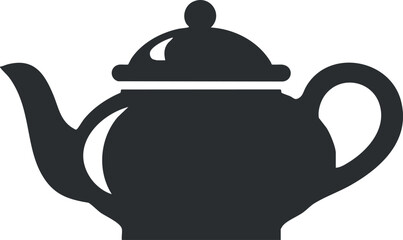 Obraz premium Silhouette of a classic teapot in black, showcasing its distinct spout and handle design.