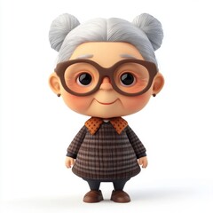 Obraz premium 3D cartoon old lady , isolated, on white background, vector illustration.
