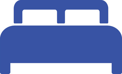 Blue Bed Icon Vector, Bedroom Furniture Symbol Design on Transparent Background