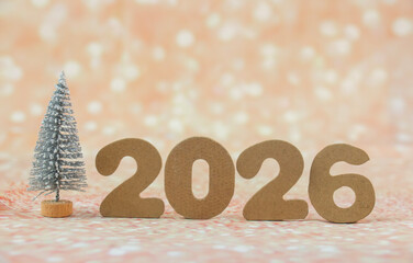 Eco numbers 2026 on a festive background, suitable for a New Year's card or anniversary themes. New Year 2026