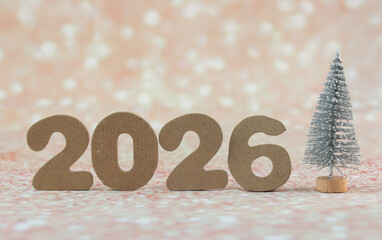 Eco numbers 2026 on a festive background, suitable for a New Year's card or anniversary themes. New Year 2026