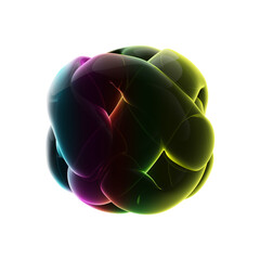 Neon 3D Abstract Shape PNG Template