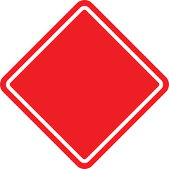 Square Safety Warning Sign Design Template, Red and White Caution Symbol Vector